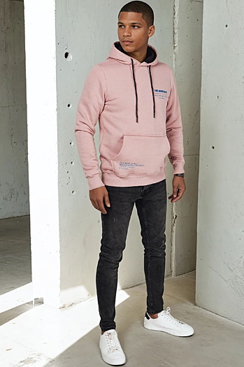 Bluza męska z kapturem różowa Dstreet BX5692