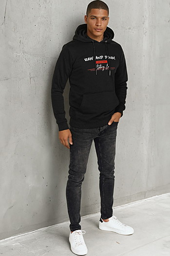 Bluza męska z nadrukiem czarna Dstreet BX5709