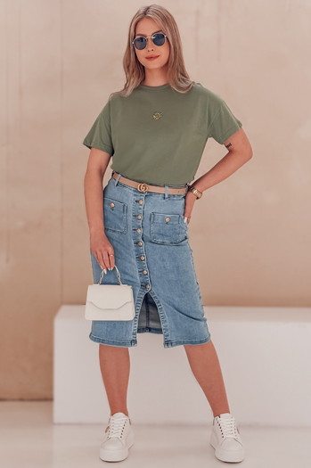 T-shirt damski FLORTA ciemnozielony Dstreet RY2556