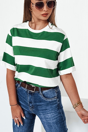 T-shirt damski w paski ALMIN zielony Dstreet RY2560