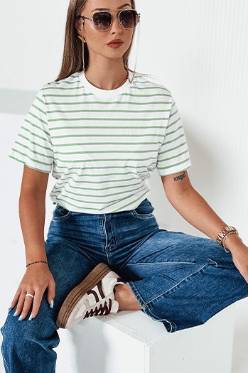 T-shirt damski w paski RILANT zielony Dstreet RY2563
