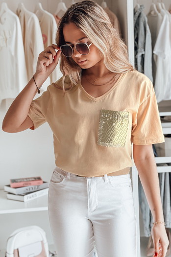 T-shirt damski TASTI brzoskwiniowy Dstreet RY2599