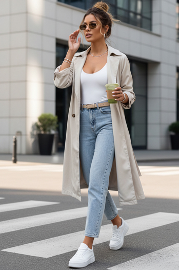 Trencz damski długi BINCIA jasnoszara Dstreet TY4338