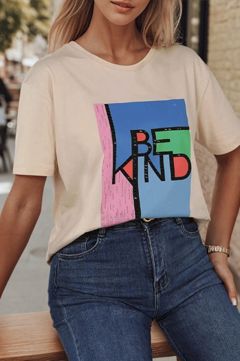 T-shirt damski z nadrukiem KINDBE brzoskwiniowy Dstreet RY2615