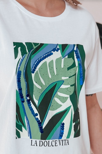 T-shirt damski z nadrukiem MUYUMBA biały Dstreet RY2620