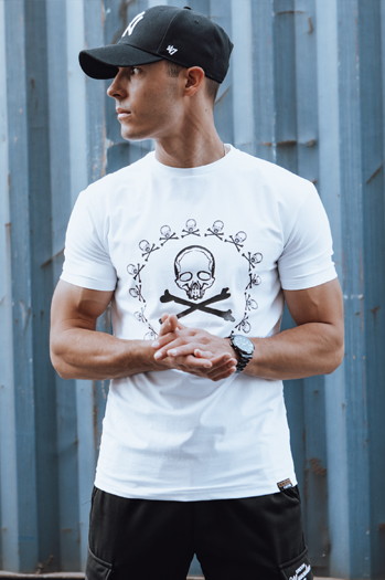 T-shirt męski z nadrukiem biały Dstreet RX5581