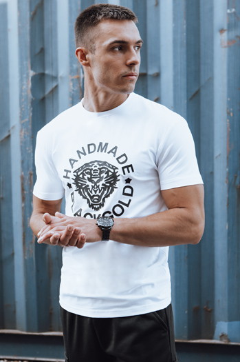 T-shirt męski z nadrukiem biały Dstreet RX5582