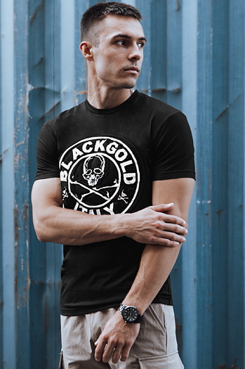 T-shirt męski z nadrukiem czarny Dstreet RX5584