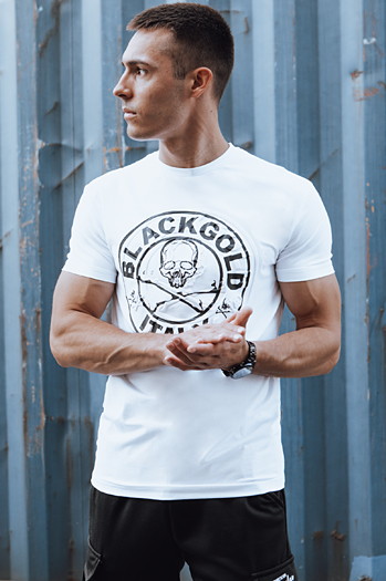 T-shirt męski z nadrukiem biały Dstreet RX5585