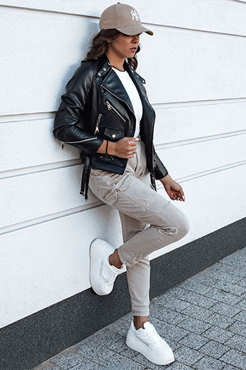 Spodnie jeansowe damskie cargo EASYFIT beżowe Dstreet UY2118