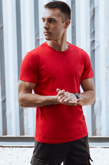 T-shirt męski bez nadruku czerwony Dstreet RX5600