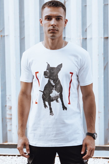 T-shirt męski z nadrukiem biały Dstreet RX5608