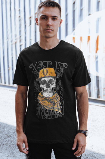 T-shirt męski z nadrukiem czarny Dstreet RX5617