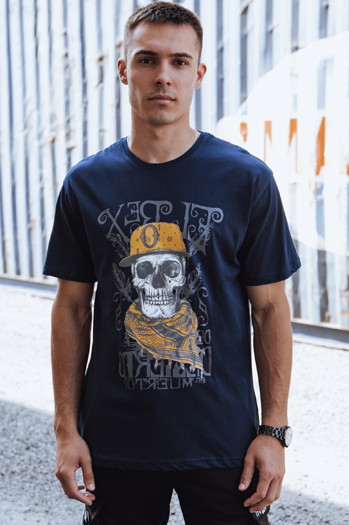 T-shirt męski z nadrukiem granatowy Dstreet RX5618