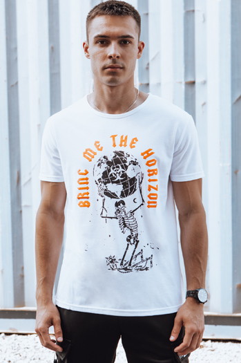 T-shirt męski z nadrukiem biały Dstreet RX5619