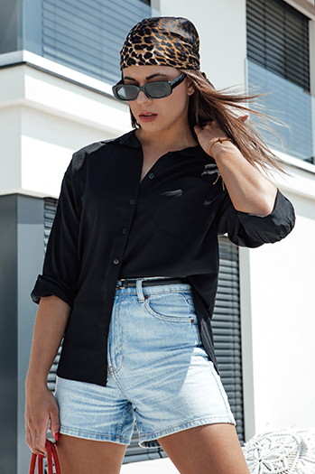 Koszula damska ELEGANZZA czarna Dstreet DY0437 