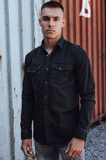 Koszula męska jeansowa czarna Dstreet DX2586