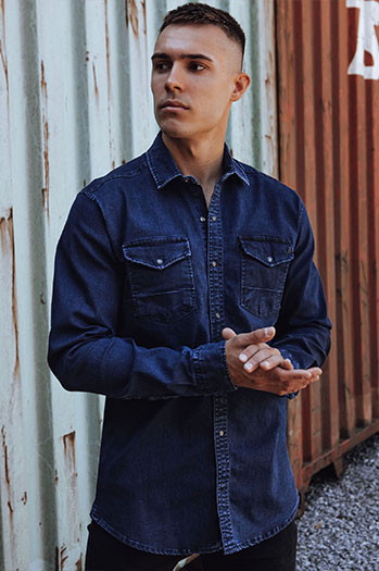 Koszula męska jeansowa granatowa Dstreet DX2587