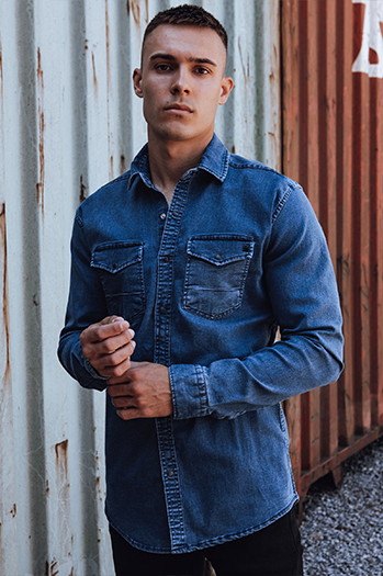 Koszula męska jeansowa niebieska Dstreet DX2589