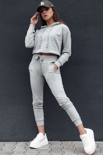 Bluza damska z kapturem TRENDHOOD jasnoszara Dstreet BY1306