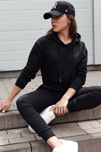 Bluza damska z kapturem TRENDHOOD czarna Dstreet BY1307