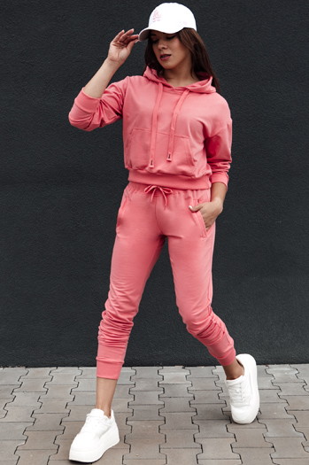 Bluza damska z kapturem TRENDHOOD koralowa Dstreet BY1309