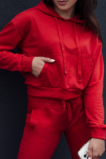 Bluza damska z kapturem TRENDHOOD czerwona Dstreet BY1312