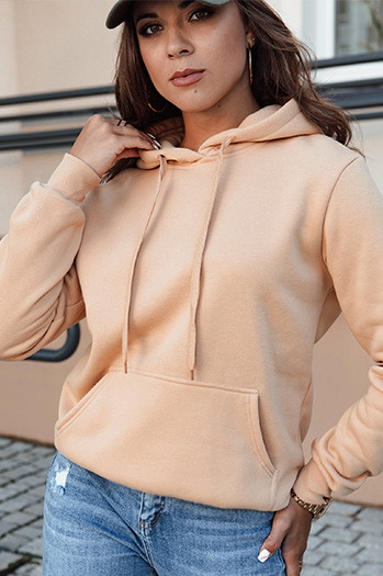 Bluza damska BASIC z kapturem kamelowa Dstreet BY1330