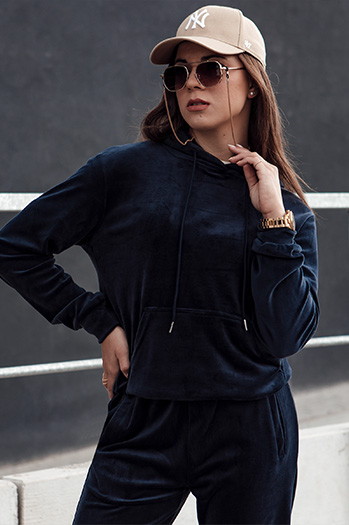 Komplet damski welurowy RELAX FIT granatowy Dstreet AY1068