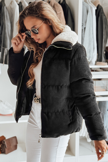 Kurtka damska zimowa sztruksowa TRENDYGLAM czarna Dstreet TY4357