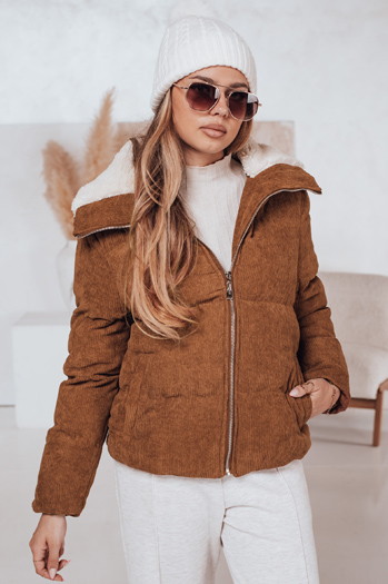 Kurtka damska zimowa sztruksowa TRENDYGLAM brązowa Dstreet TY4360