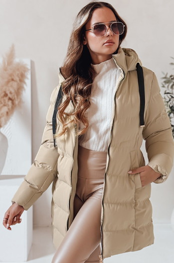 Kurtka damska zimowa z kapturem GABRIELLE beżowa Dstreet TY4365