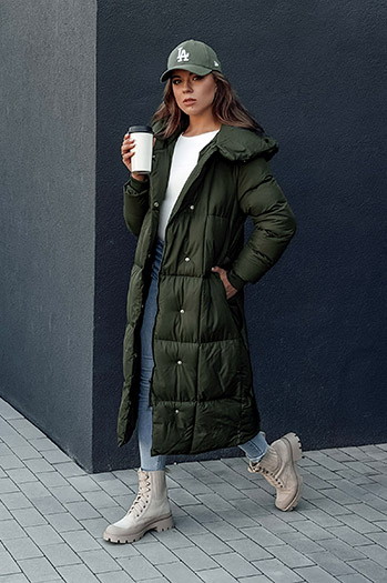 Płaszcz pikowany damski CLOUTIQUE zielony Dstreet TY4370