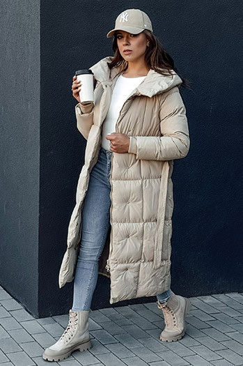 Płaszcz pikowany damski CLOUTIQUE beżowy Dstreet TY4372