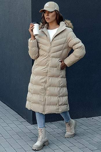 Płaszcz zimowy damski LUXWARM beżowy Dstreet TY4376