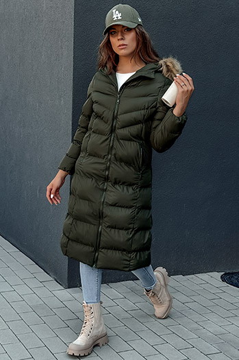Płaszcz zimowy damski LUXWARM zielony Dstreet TY4377