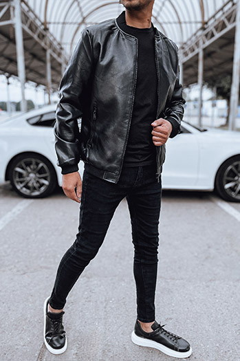 Kurtka męska skórzana bomberka czarna Dstreet TX4706