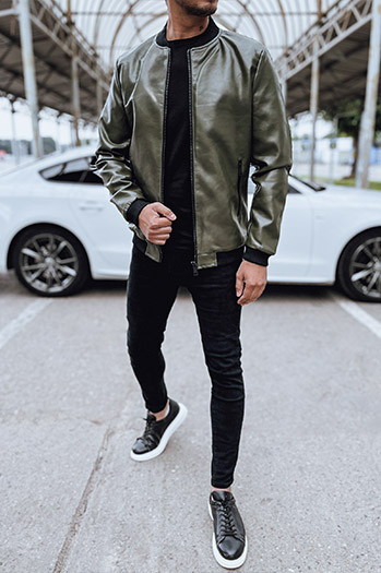 Kurtka męska skórzana bomberka zielona Dstreet TX4707