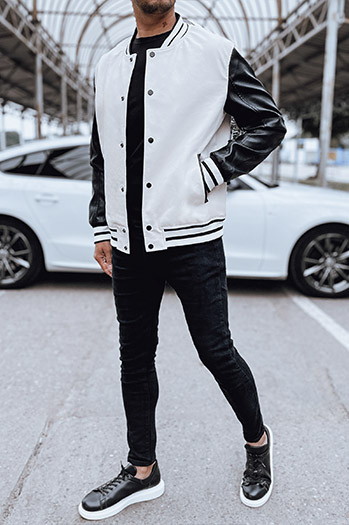 Kurtka męska bejsbolówka skorzana ecru Dstreet TX4708