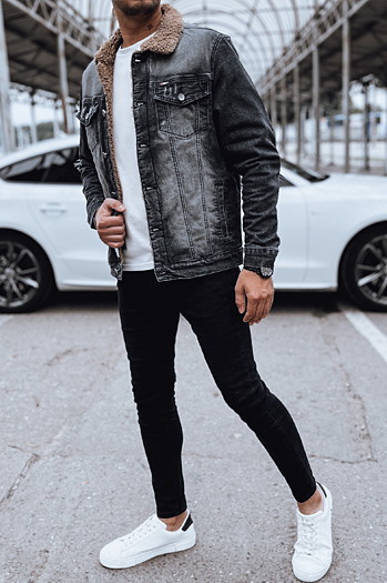 Ocieplana kurtka męska jeansowa czarna Dstreet TX4725