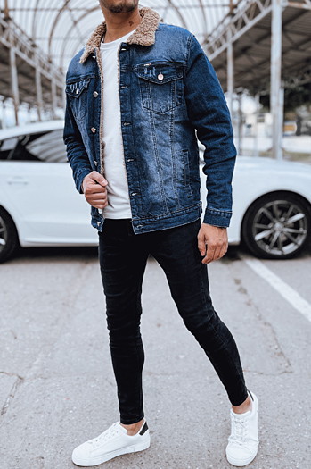 Ocieplana kurtka męska jeansowa niebieska Dstreet TX4726