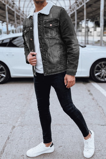 Ocieplana kurtka męska jeansowa szara Dstreet TX4728