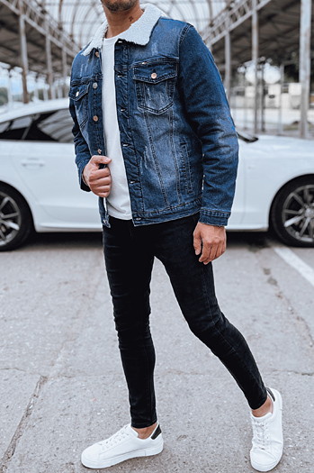 Ocieplana kurtka męska jeansowa ciemnoniebieska Dstreet TX4729