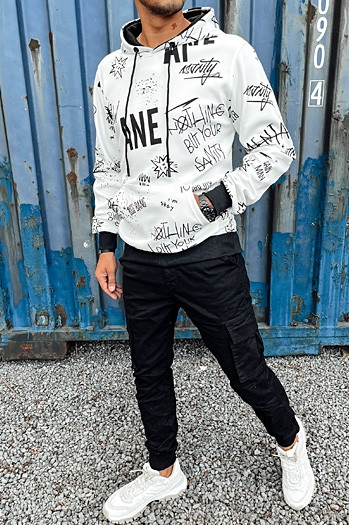 Bluza męska z kapturem biała Dstreet BX5748