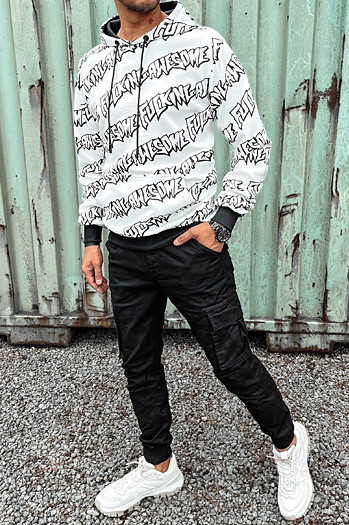 Bluza męska z kapturem biała Dstreet BX5753