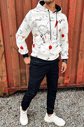 Bluza męska z kapturem biała Dstreet BX5760