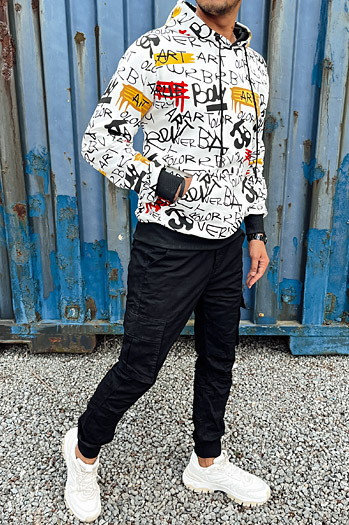Bluza męska z kapturem biała Dstreet BX5770