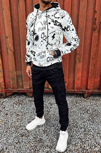 Bluza męska z kapturem biała Dstreet BX5778