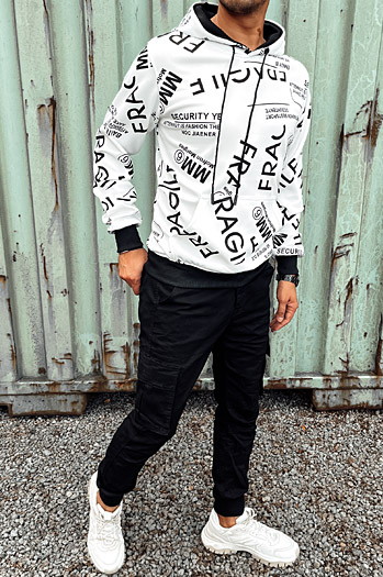 Bluza męska z kapturem biała Dstreet BX5780