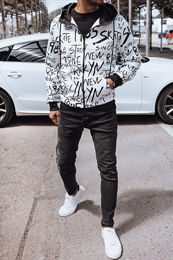 Bluza męska rozpinana z kapturem biała Dstreet BX5788